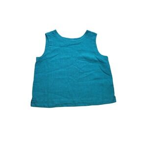 Cut Loose Womens L Teal Blue 100% Linen Sleeveless Tank Top Made in USA Boho Cas
